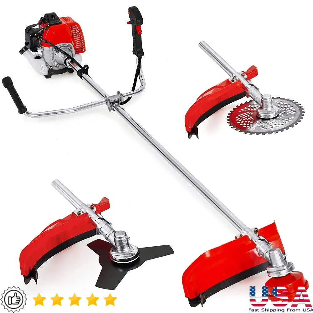 Gas Powered 3-in-1 Weed Wacker Brush Cutter 42.7cc Engine Dual Line Head 18