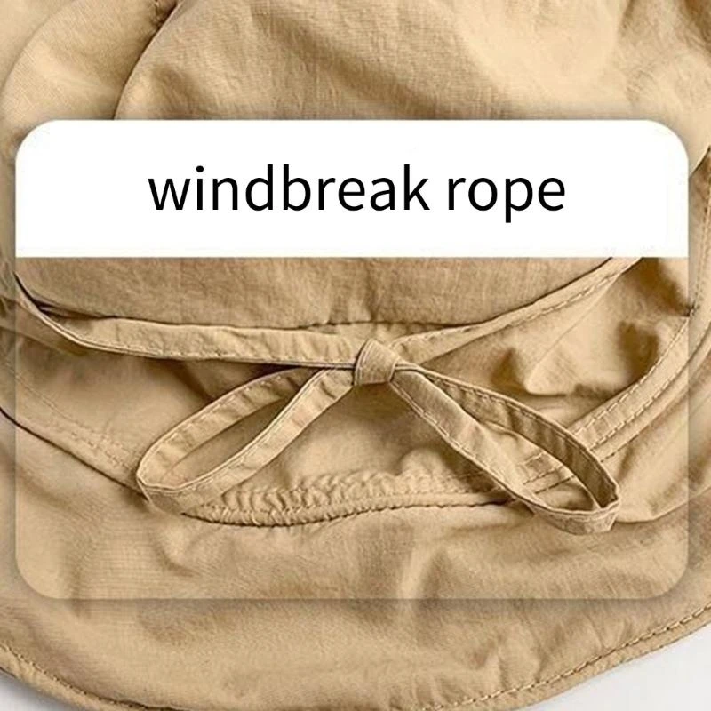 

R1WE Adjustable Chin Rope Fisherman Hat Wide Brim Sunproof Bucket Hat Summer Cap