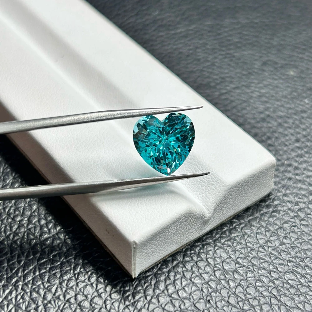 Lab Grown Heart Shape 5mm to 12mm Green Paraiba Gemstone for Jewelry Making