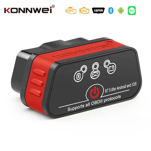 KONNWEI ELM327 V1.5 OBD2 Diagnostic Scanners KW901 Bluetooth 5.0 For IOS Car Scanner MAXOBD OBD II Engine Check Code Reader Tool