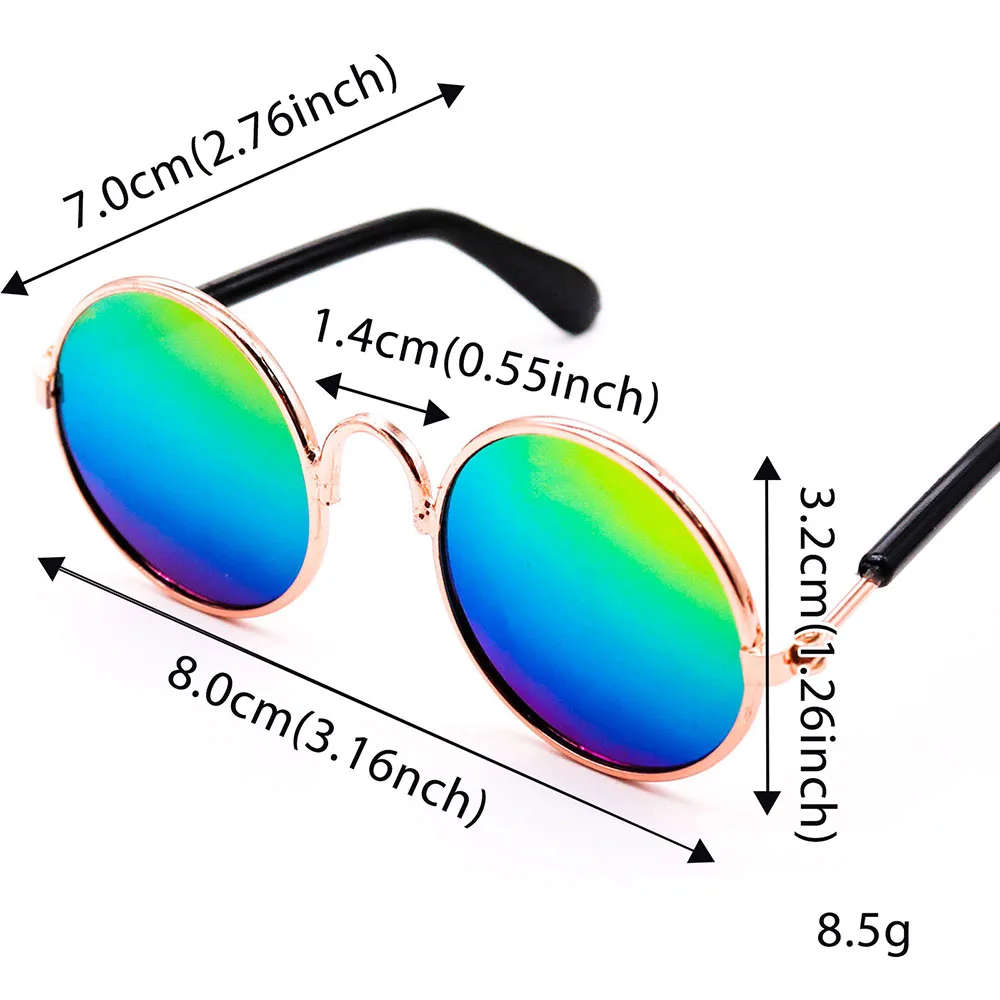 사랑스러운 빈티지 원형 강아지 고양이 선글라스, 강아지 사진 소품 장식, 반사 안경 소품 액세서리