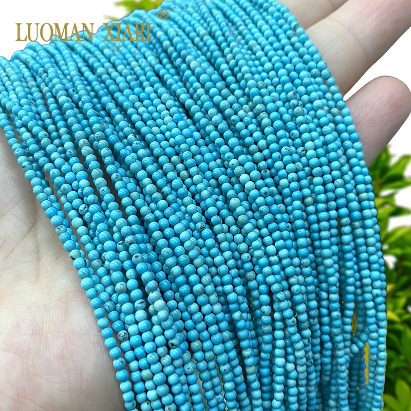 2 3 4MM Natural Stone AA Blue Turquoises Loose Round Spacer Beads for Jewelry Making Diy Earrings Bracelet Accessories 15''