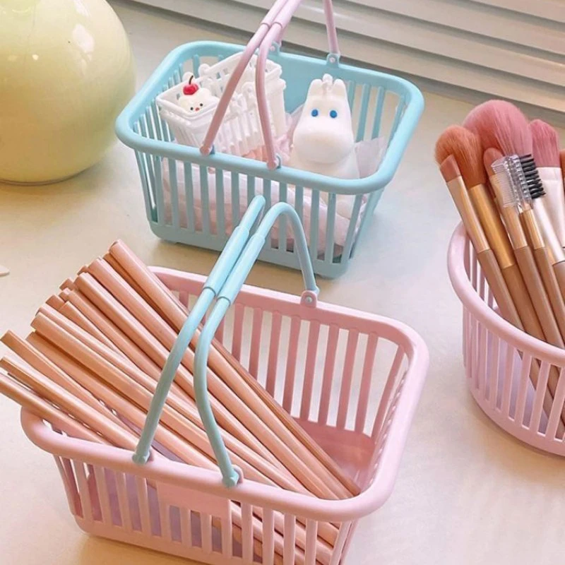 Kitchen Storage Basket Hollow Portable Shower Bath Baskets Desktop Fruit Baskets Child Toys Snack Plastic Organizer