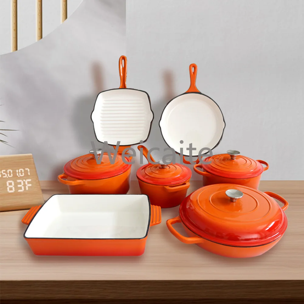 Hot Selling 9-Piece Non-Stick Cast Iron Soup Pot Set Customized Kitchen Cooker From Factory Manufacturers