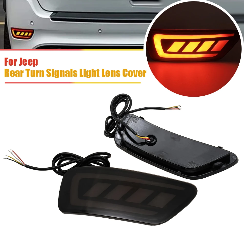 

2Pcs Rear Bumper Reflector LED Tail Light Car Accesories Brake Lights Flowing Turn Signals Fit For Jeep Grand Cherokee 2011-2022