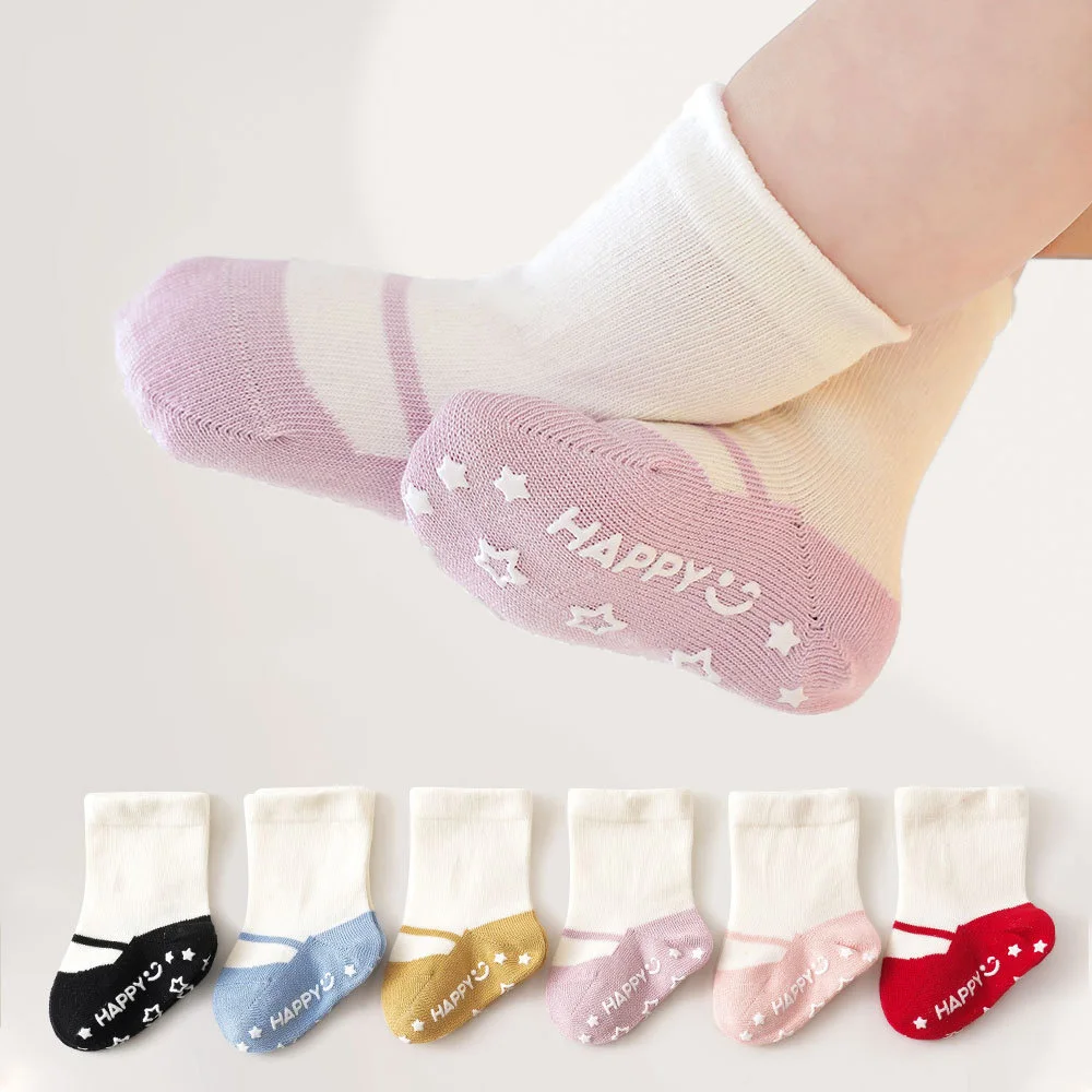 

Korean Baby Patchwork Anti-slip Rubber Floor Funny Socks Happy Cotton Breathable Socks for Newborn Infant Toddler Boys Girls