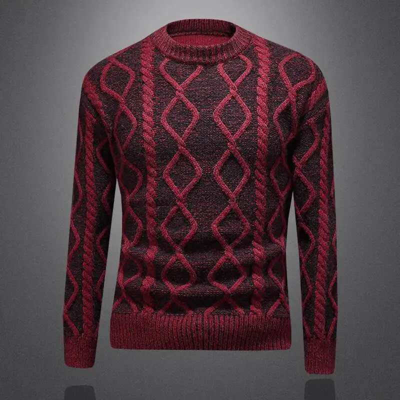 

Fashion Knitted Sweater Loose Fit Plus Size Cable Knit Pullover Thickened Round Neck Sweater Jersey Navidad Hombre Noel Kazak