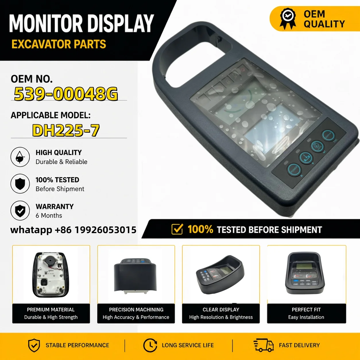 Monitor Display 539-00048G Fits For Daewoo Doosan SOLAR 300LC-V 340LC-V 470LC-V 225LC-V