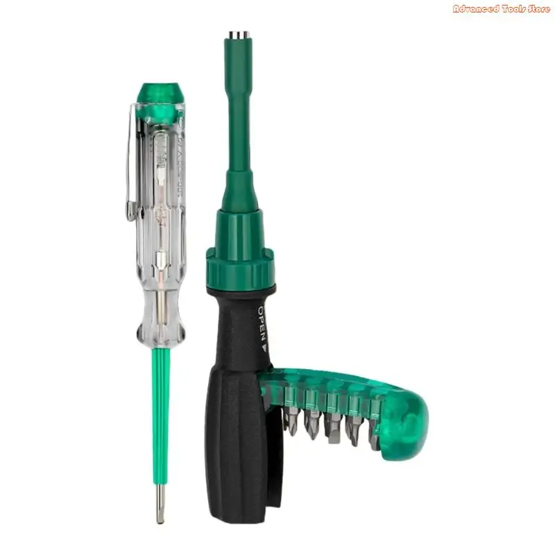Complete Screwdriver Tool Set Special Bit Ratcheting System Carbon Steel Compact Case W91B