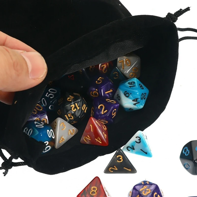 NEW 105/70/49/35/21/7Pcs Pearlized Dice Set Bright Multicolour Polyhedral RPG DND Role Playing Dragons Board Game Dice with Bags