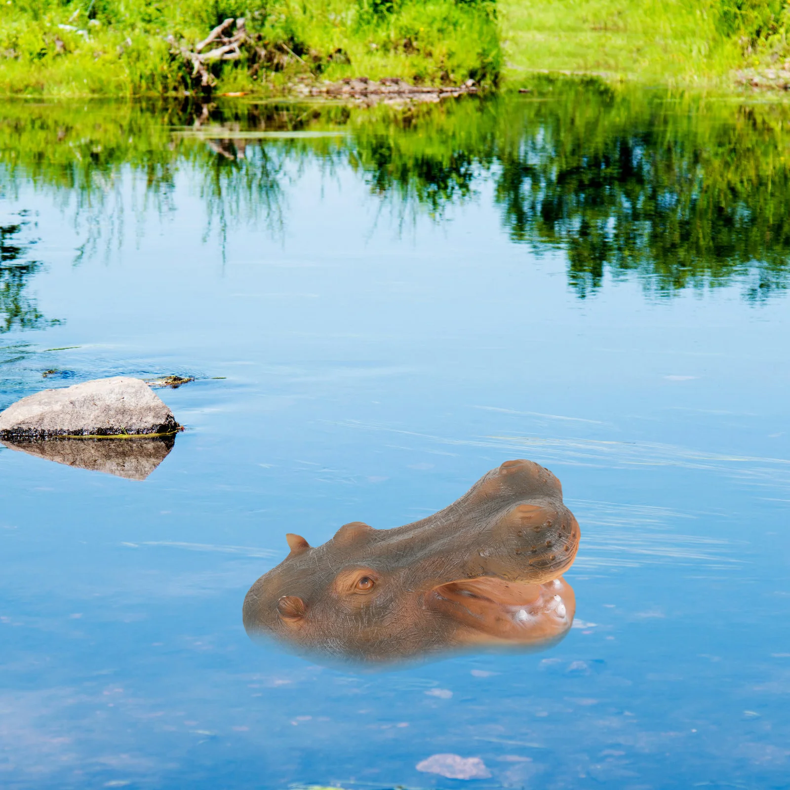 

Pond Floating Hippopotamus Water Head Statue Resin Figurine Modeling Decoration Ornament