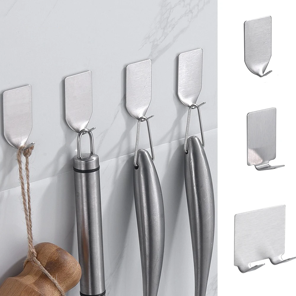 4PCS Stainless Steel Seamless Hooks Behind Door Storage Wardrobe Coat Hooks Suitable for Kitchen Storage Bedroom Bathroom Hooks