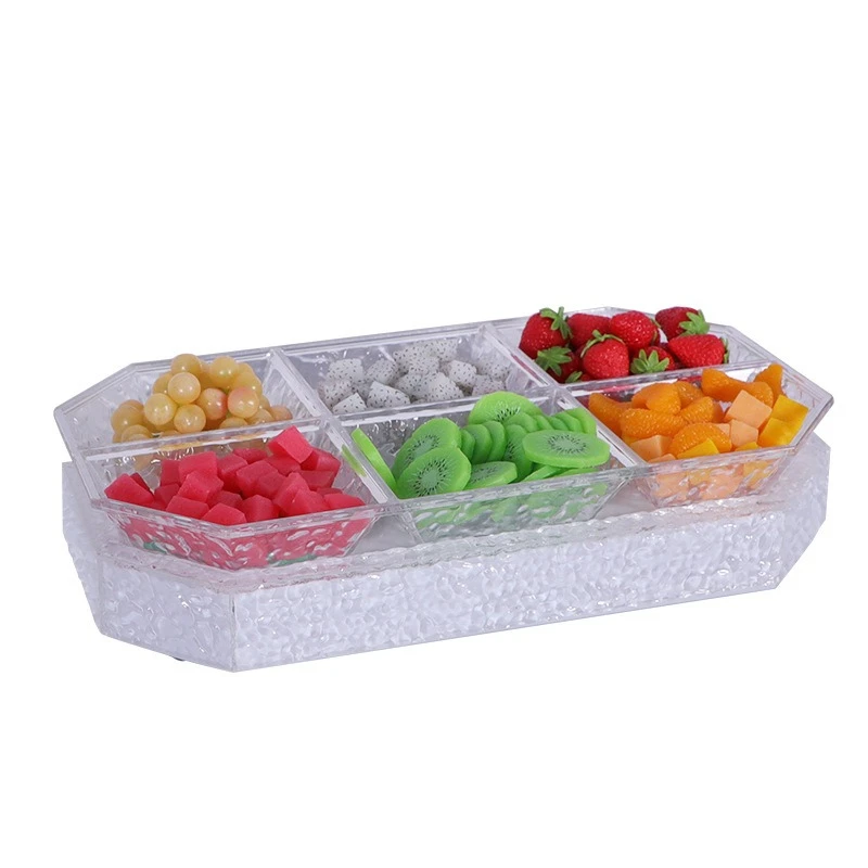 

Bar luminous fruit plate KTV special led ice pattern frozen continuous plate four or six grid fruit clear bar snack