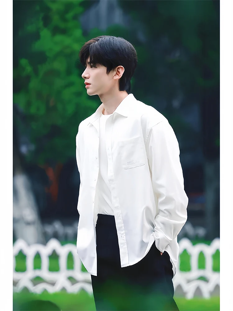 

Белый длинный кардиган для мужчин, повседневная верхняя одежда, свободный крой, стиль Cleanfit, американский молодежный стиль, универсальный, свободный крой, летний...