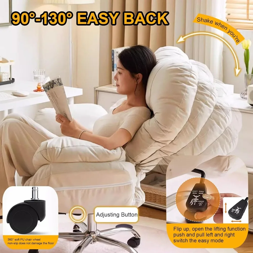 "كرسي ألعاب مريح - مسند ظهر مرتفع مع 90-130 ° مسند قدم قابل للسحب، 360 درجة ° كرسي مكتب دوار" #5