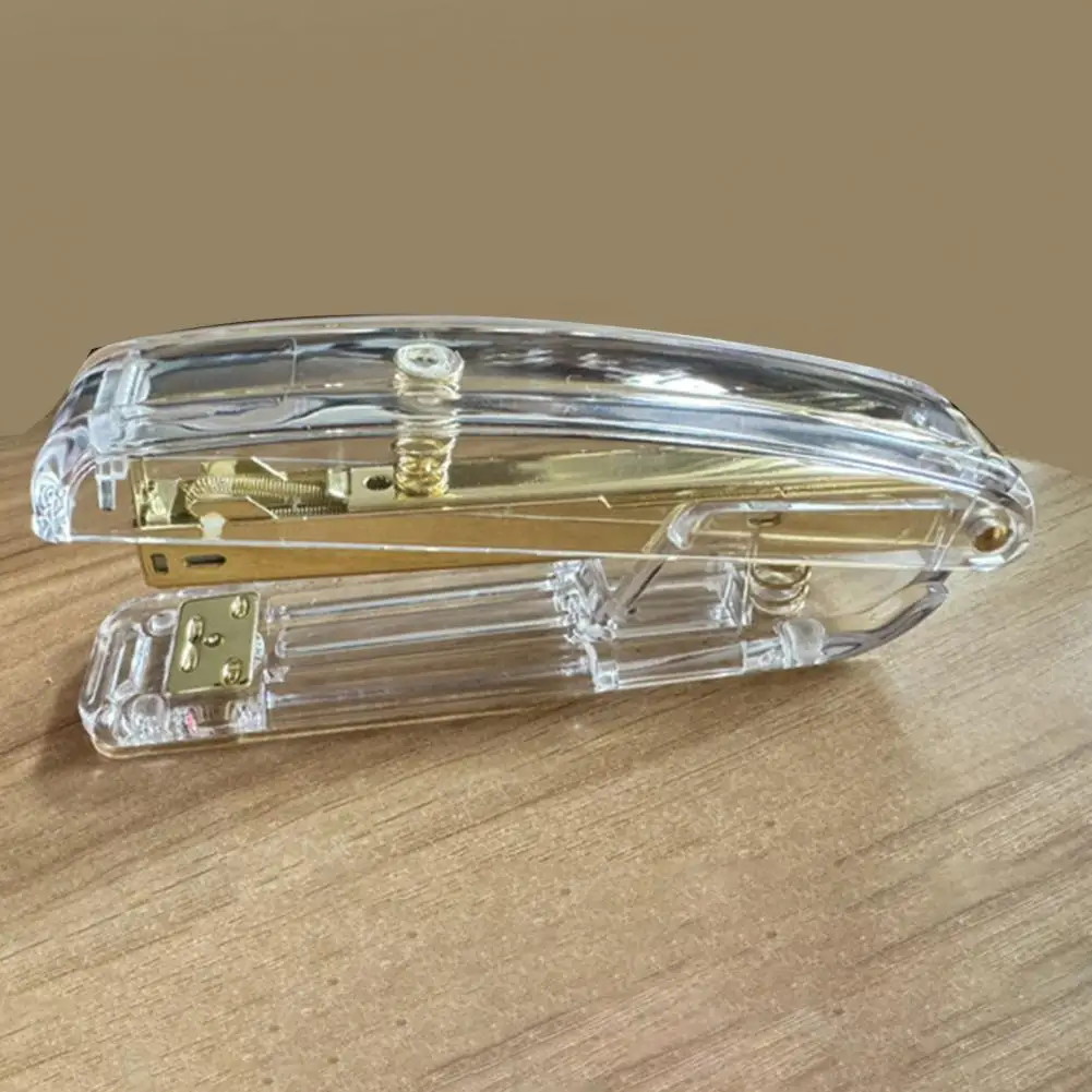 Stress-free Binding Stapler Heavy Duty Transparent Desktop Stapler with Anti-slip Base Labor-saving One-finger for School