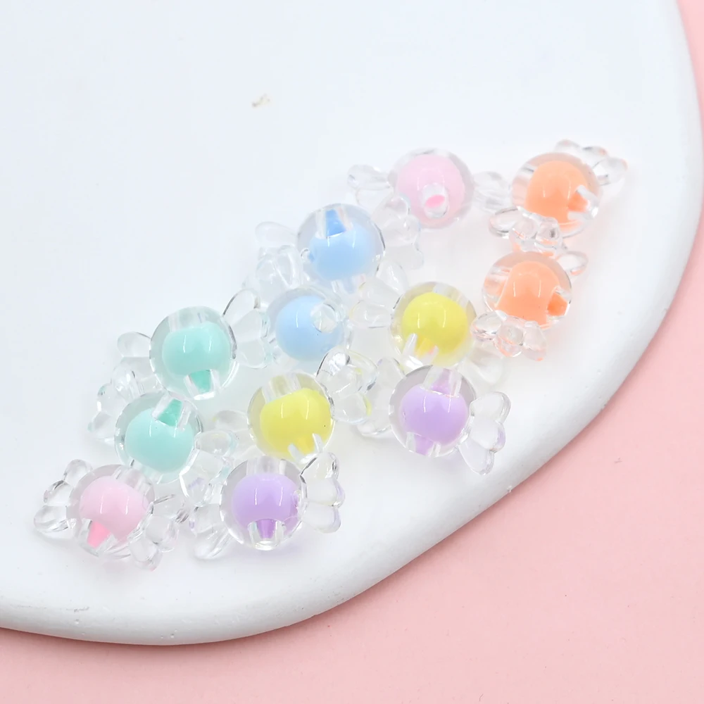 15x8mm Clear Candy shaped Acrylic Beads Cute Loose Spacer Beads For Jewelry Making DIY  Kids Bracelet Necklace Craft Accessories view 4