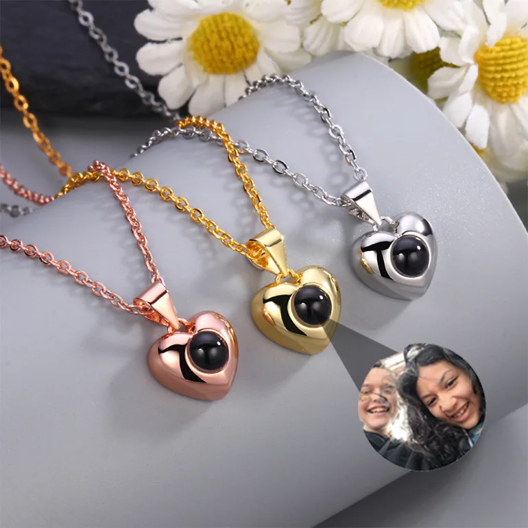 

Custom Photo Projection Necklace Personalized Necklace with Picture Inside Customized Photos Pendant Necklaces for Women Girls