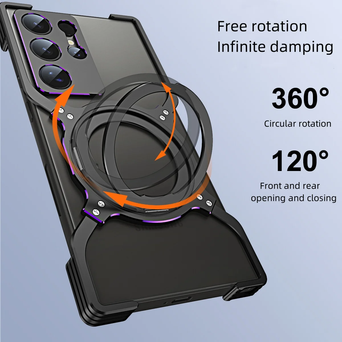 

Magnetic Aluminum Bumper Rimless Case For Samsung Galaxy S25 S23 Ultra S24 + Plus Magnetic Stand Metal Lens Protection Cover