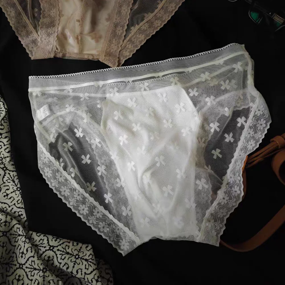 Men's Plus Size Triangular Briefs Flower Pattern High Elasticity  With 3D Bulge Pouch Solid Color Breathable Underpants