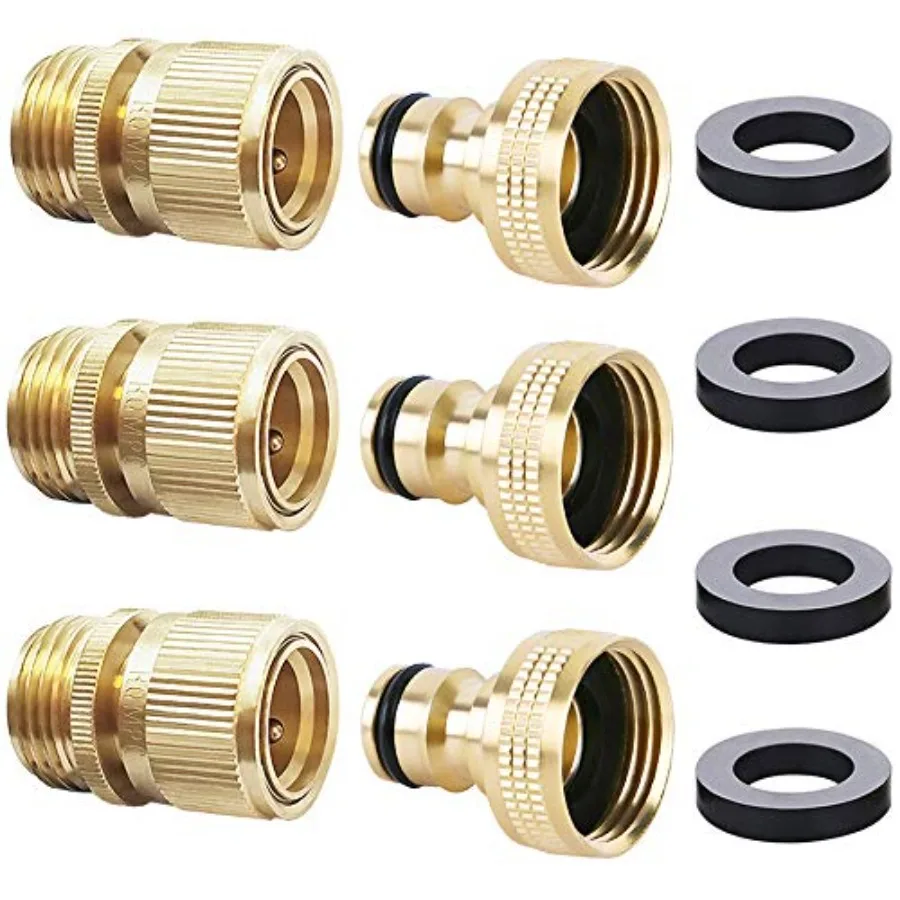 

Garden Hose Quick Connector Water Hose Quick Connect ¾ inch GHT Brass Easy Connect Fitting Quick Connect Hose Fittings Garden H