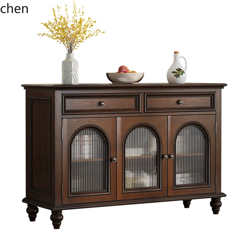 

HSN rural solid wood retro side cabinet kitchen locker arch wine cabinet integrated against the wall