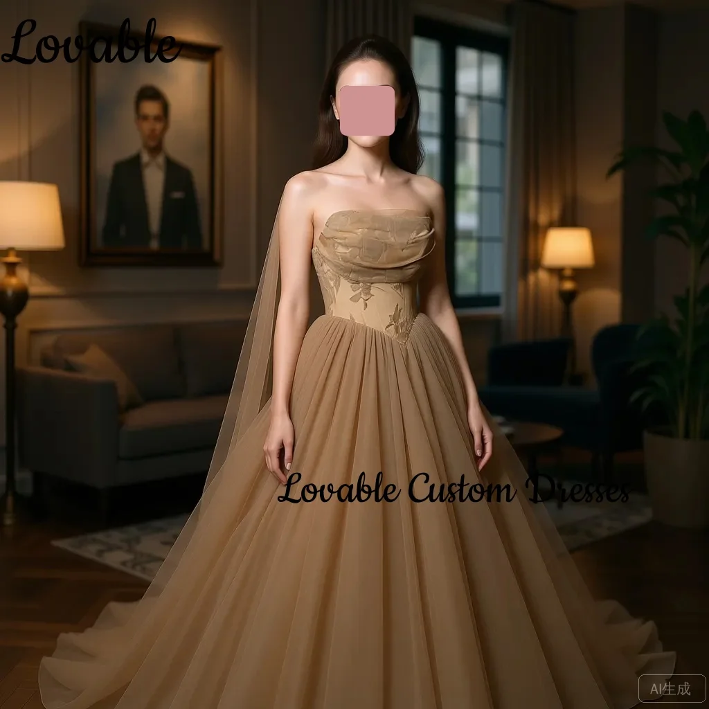 

Женское вечернее платье на заказ, А-силуэт, без бретелек, в пол, с рюшами, для торжественных мероприятий, на молнии, без рукавов, для свадебной вечеринки