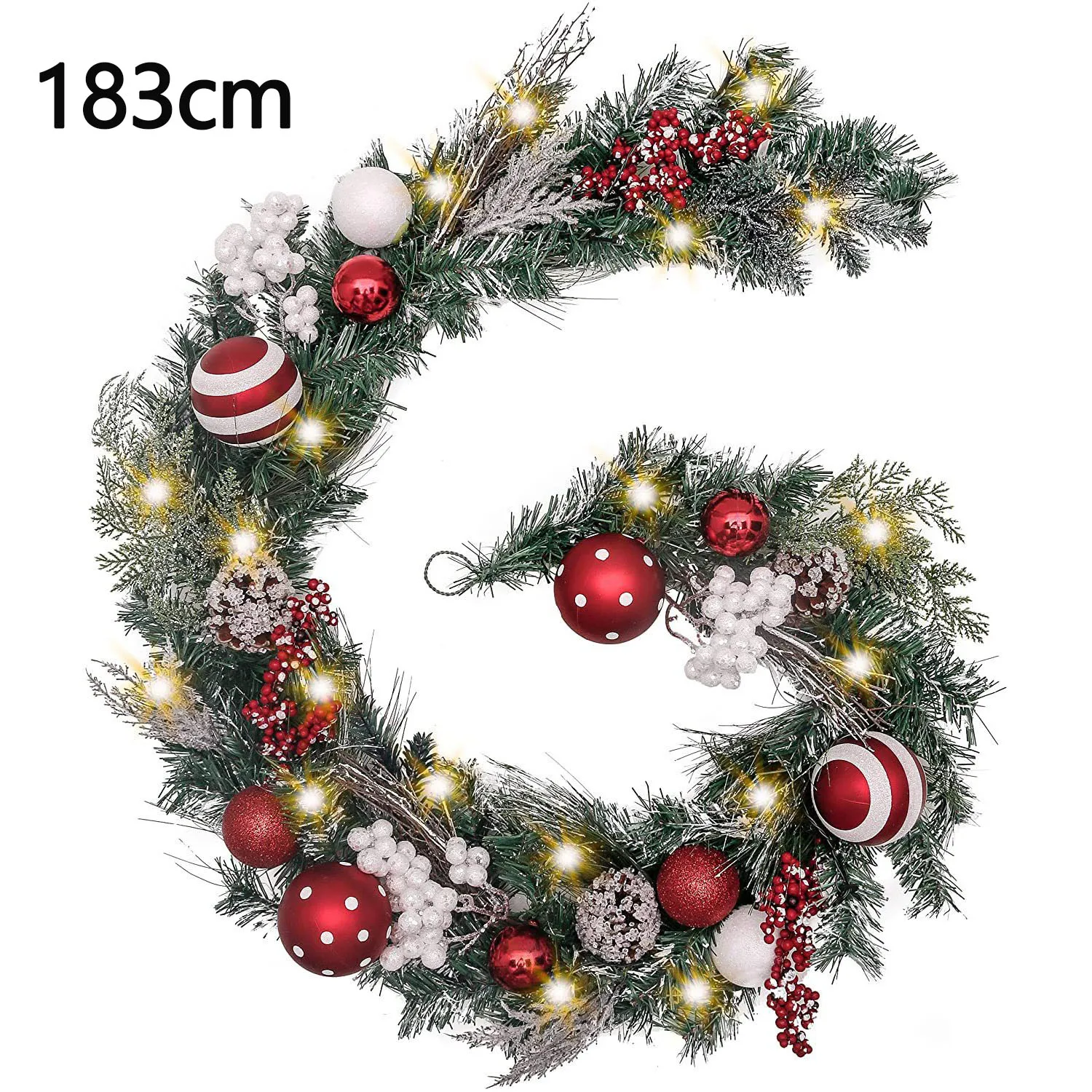 

183 см Φ венок, гирлянда для входной двери, Рождественский венок с искусственной Красной ягодой, Рождественское украшение