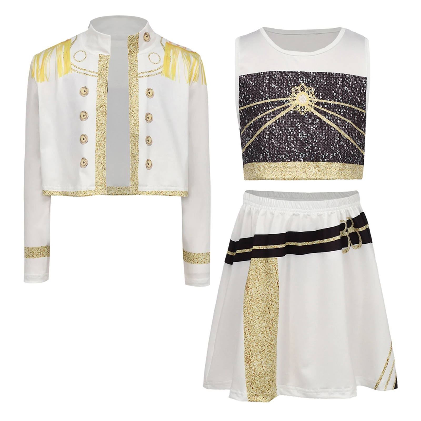 أطفال بنات أنيمي المطربين تأثيري حلي مطبوعة كم طويل الترتر سترة مع سترة تنورة لمرحلة الأداء حفلة الهالوين