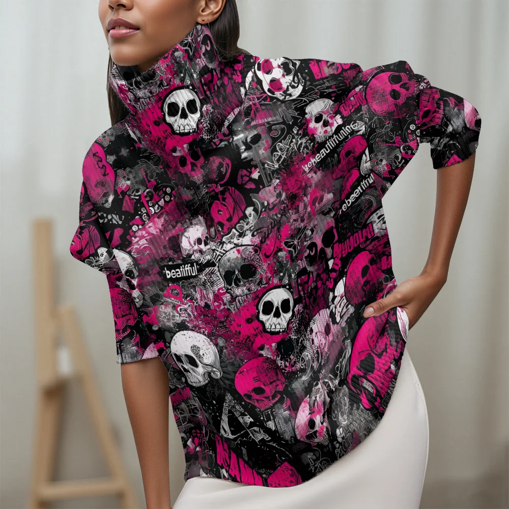 

2025 New Women's Turtleneck Long-sleeved sweater Halloween patterns Turtleneck sweater Festival party Women's sweater