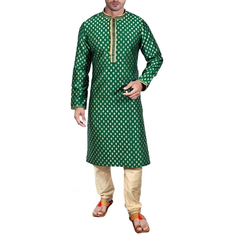 Men's Green Kurta Pajama Set Wedding Kurta Pyjama Indian Party Suit