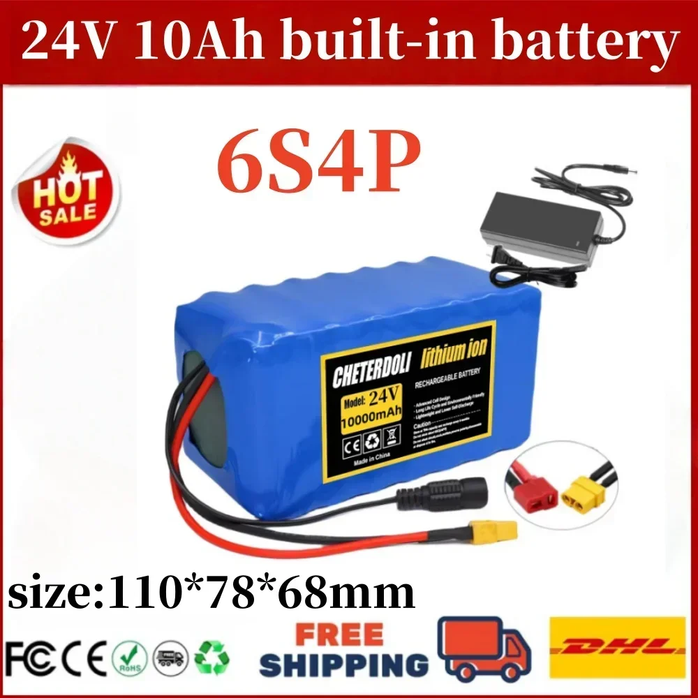 6S4P 24 V 10 Ah 18650 Li-Ionen-Akku 10000 mAh mit 29,4 V 2 A Ladegerät, für Elektrowerkzeuge Heimwerker/RC-Auto/Camping.