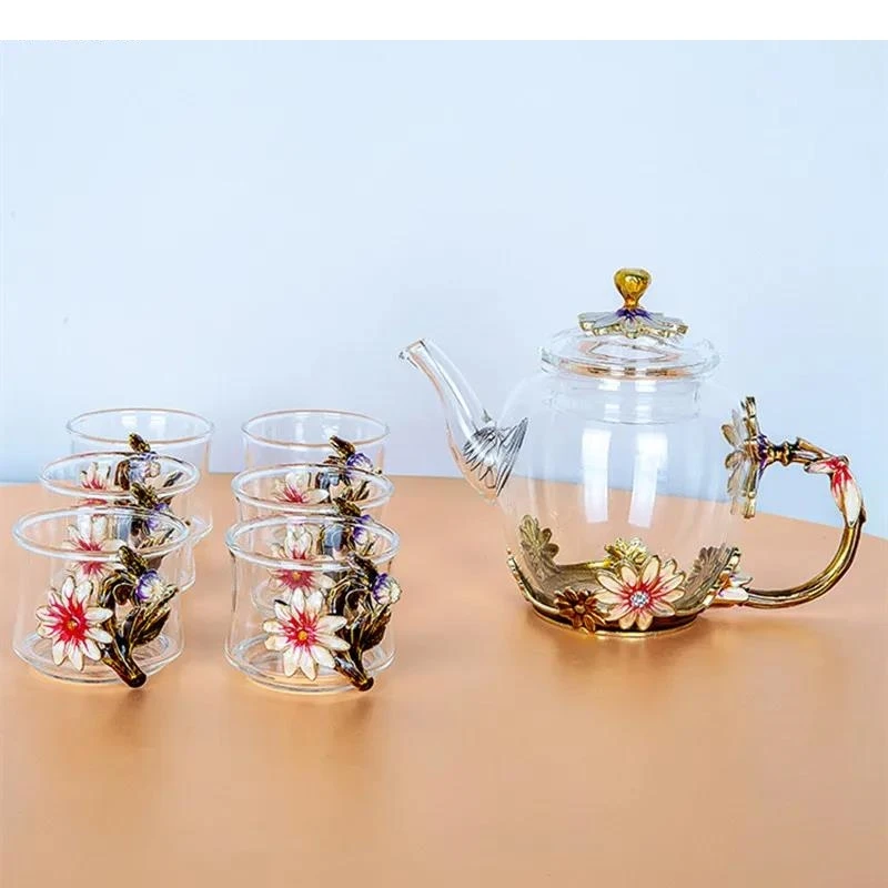 High Temperature Resistant Transparent Glass Tea Set Seven-piece Chinese Kung Fu Gift Box Teapot for Friends