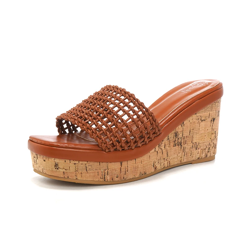 

7cm Wedge Heel Woman Slippers Summer Platform Sandals Leisure Silver Heels Beach Shoes Size 34 Ladies Sandals