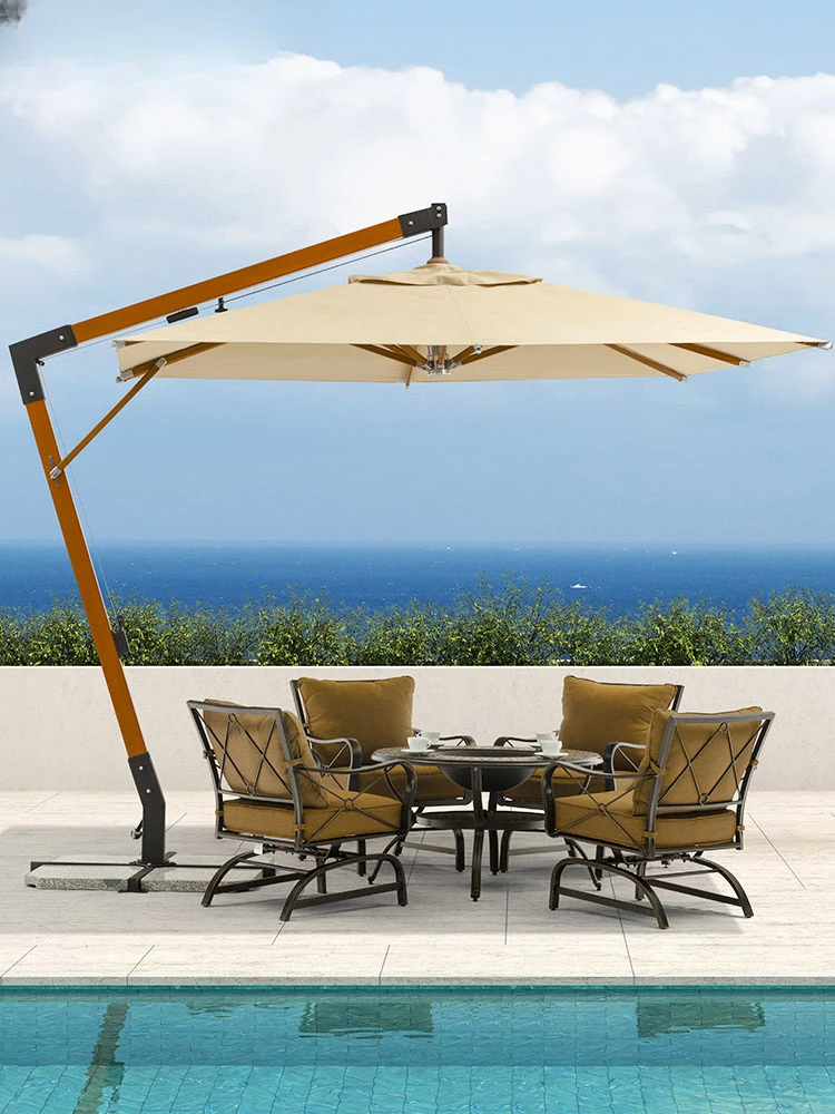 Folding umbrella B&B environment with sun umbrella courtyard large-capacity area ultraviolet insulation reinforcement