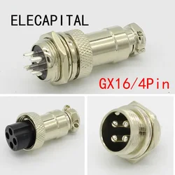 1set GX16 4 Pin Male & Female Diameter 16mm Wire Panel Connector L72 GX16 Circular Connector Aviation Socket Plug Free Shipping