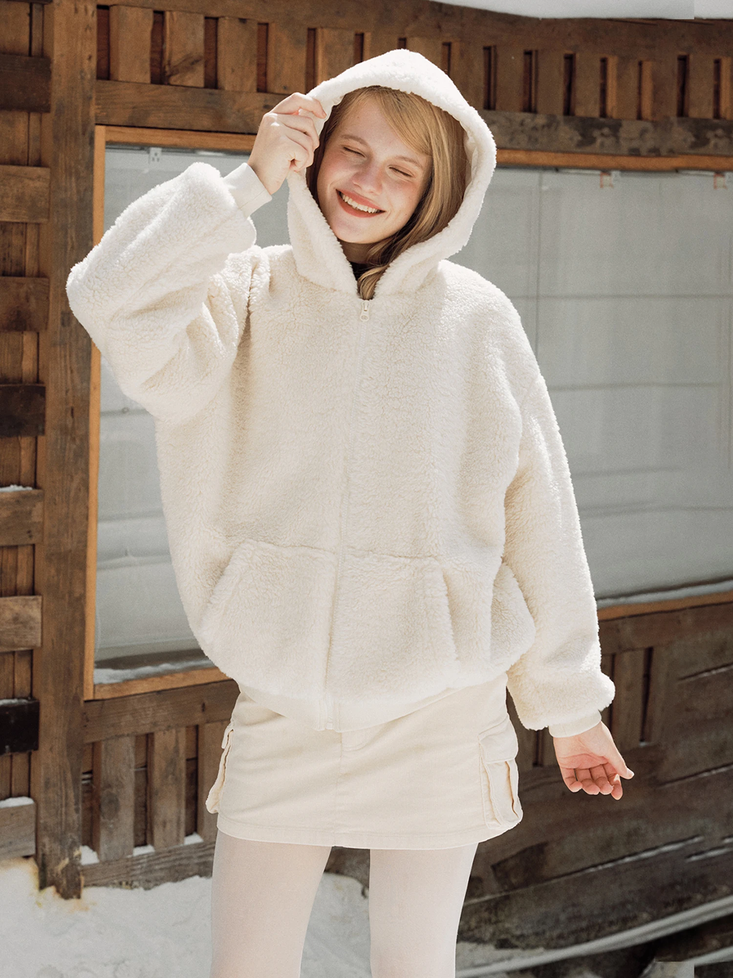 

Yescci Light Apricot Hooded Plu Jaet S5545 Girls' ort Outerwear Warm Polyester Fiber Long Sve Zipper Closure