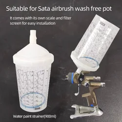 SATA 900 ML Spray Gun Multi-Purpose Paint Plastic Pot Transparent Paint Mixing Cup Water-Based Paint No-Wash Gun Pot