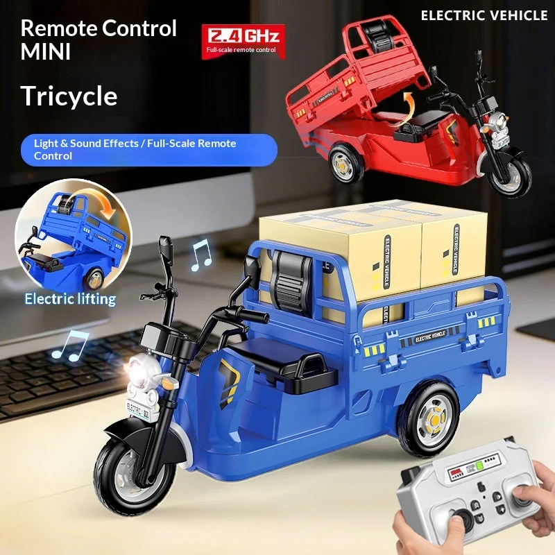 

Уникальный мини-трицикл на радиоуправлении 2.4G в масштабе 1:64: с полномасштабным управлением дросселем и подъемной платформой, идеальный подарок на день рождения для детей