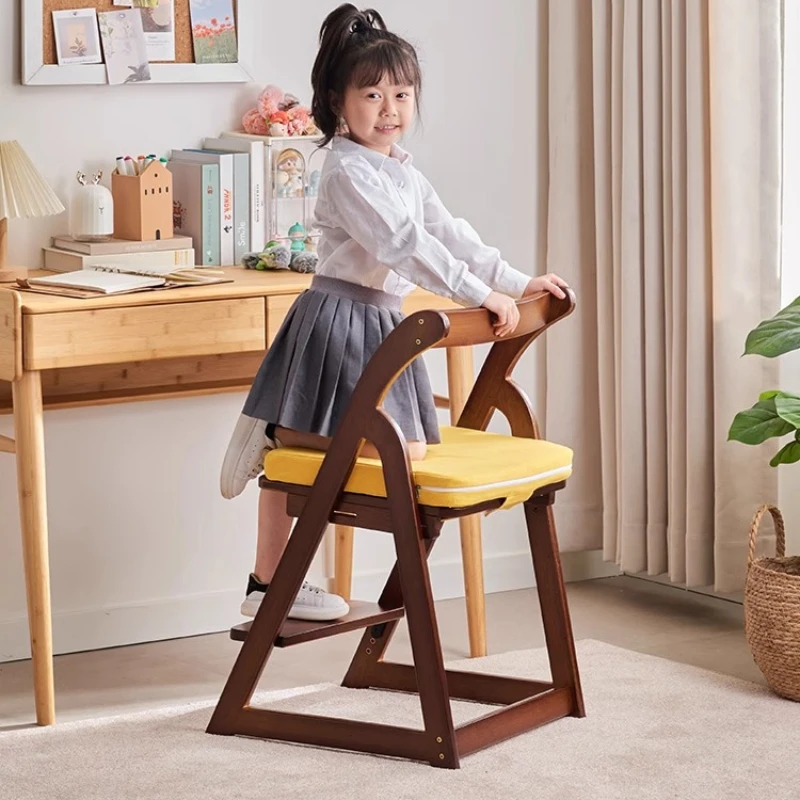 

Adjustable lifting seat, study homework backrest chair, student writing desk chair, bamboo solid wood chair