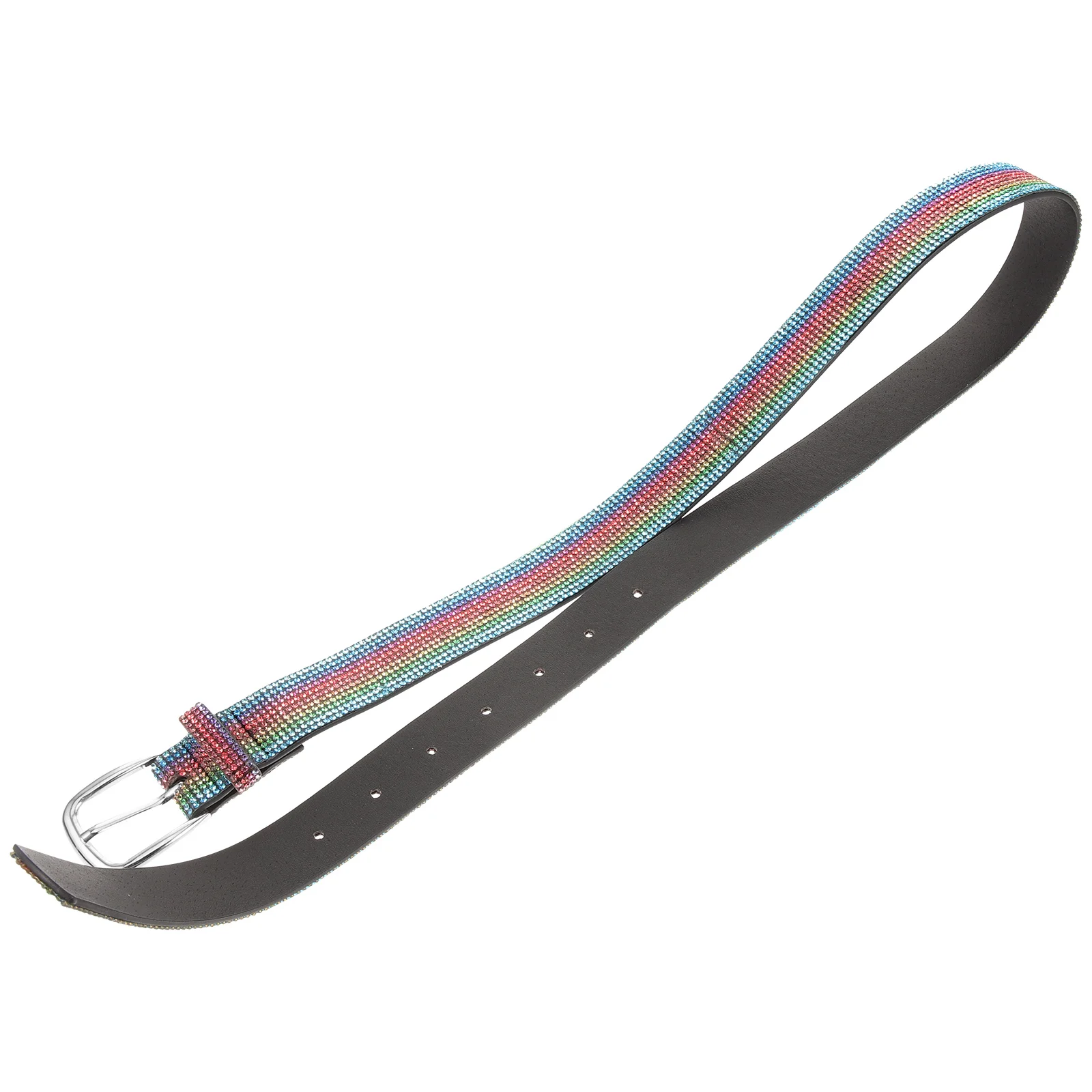 

Rainbow Rhinestone Waist Belt Colorful Thin Chain Decorative Dress Skirt Adjustable Buckle Women Belts For Dresses Pants