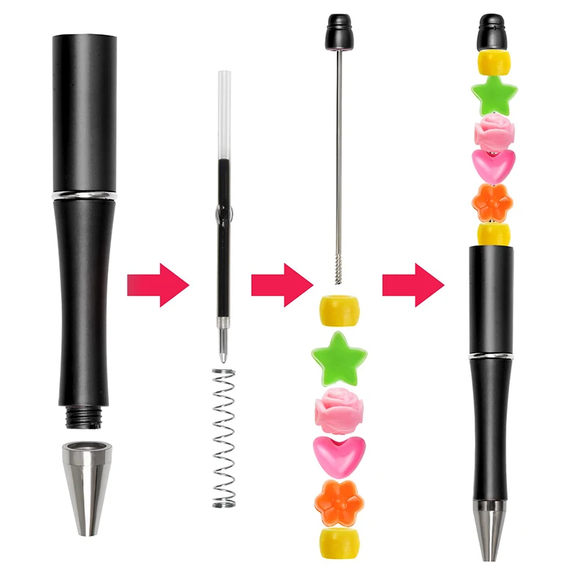 قلم حبر جاف بلاستيكي قابل للخرزة ، قلم خرزة ، حبر أسود ، أقلام مطرزة لصنع بنفسك ، أطفال ، طلاب ، مكاتب ، مستلزمات مدرسية ، هدايا ، 10-