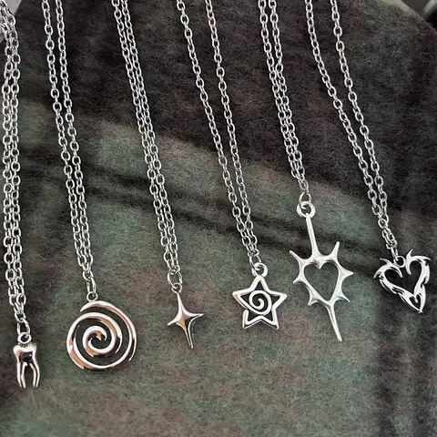 Y2K Flail Fire Heart Teeth Hänge Halsband för Kvinnor Män Charm Halsband Grunge Punk Modesmycken 10 best sales finurliga smycken - №5