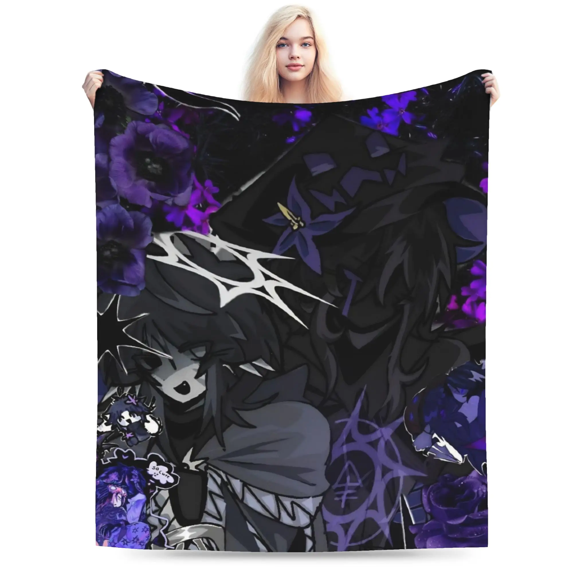 

Azuretime Anime Blanket Flannel Print Azure Two Time Forsakens Multifunction Warm Throw Blankets for Home Outdoor Bedspreads