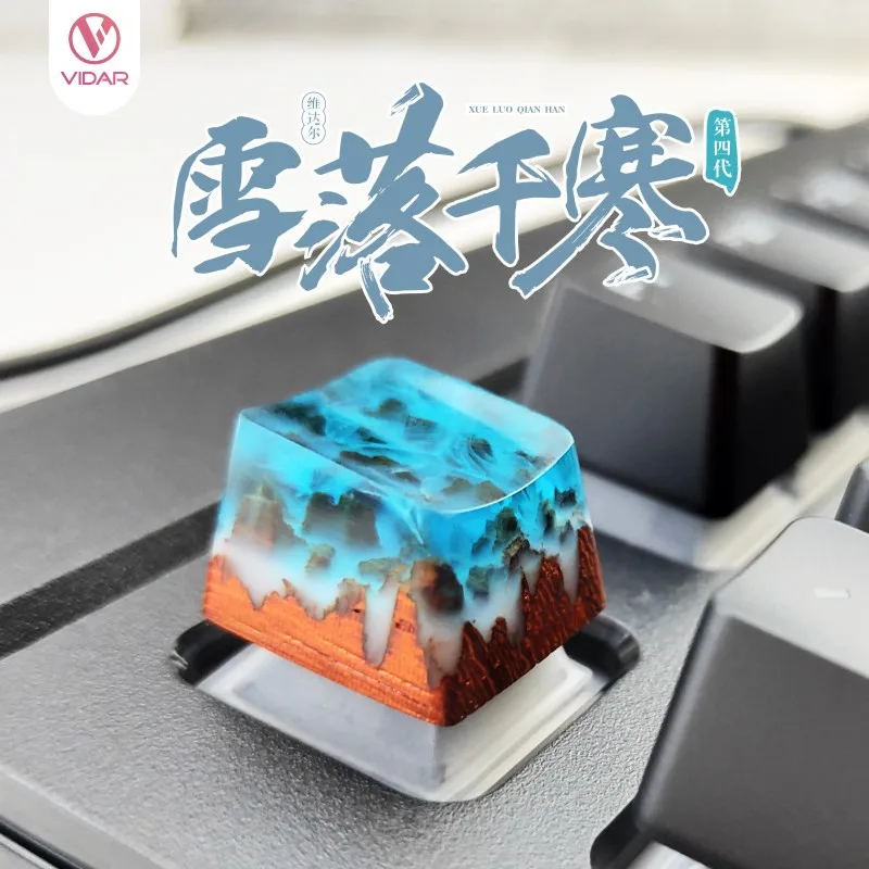Luoxue Qianhan Ding Snow Mountain Teclado Mecânico Criativo Única Personalidade Transmissão de Luz Resina Tridimensional Ani