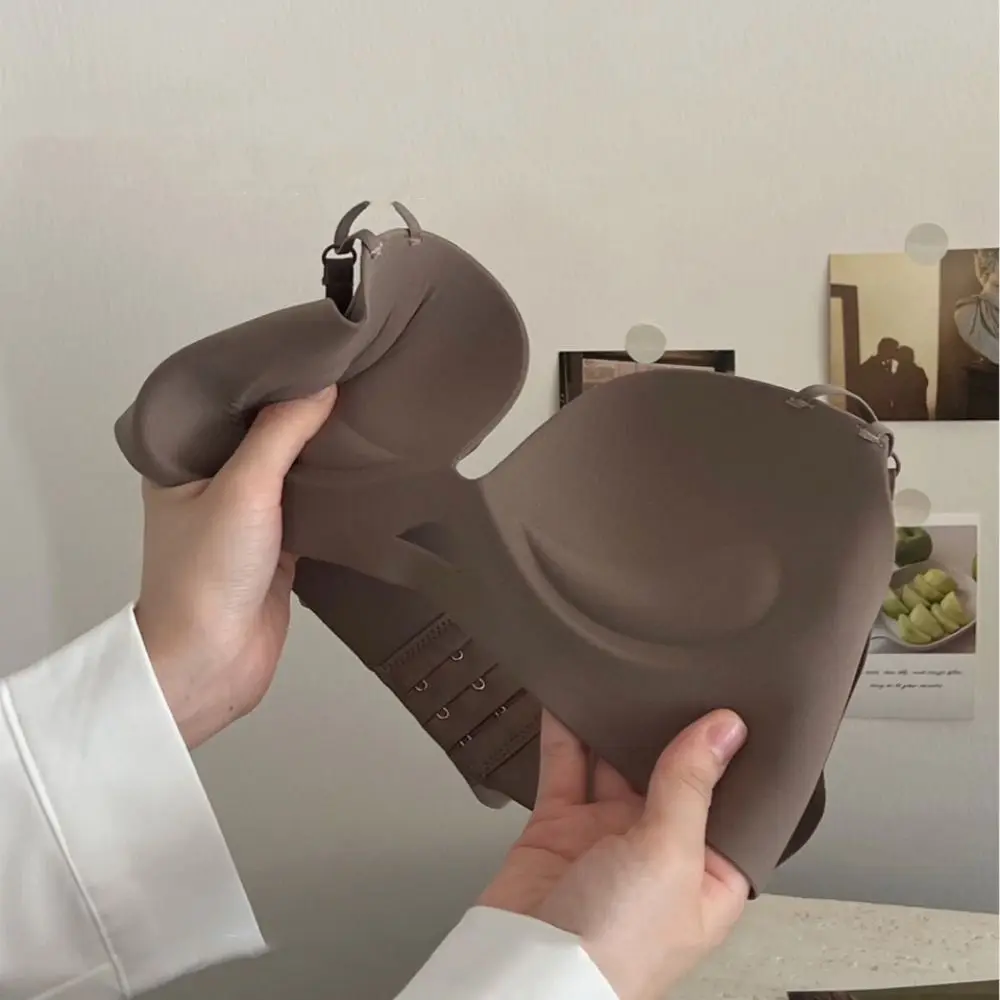 Süßer, ausgehöhlter, plissierter, tiefer V-BH, stoßfest, Anti-Durchhang-Unterwäsche für Frauen, dünner, nahtloser Push-Up-BH, Geschenke