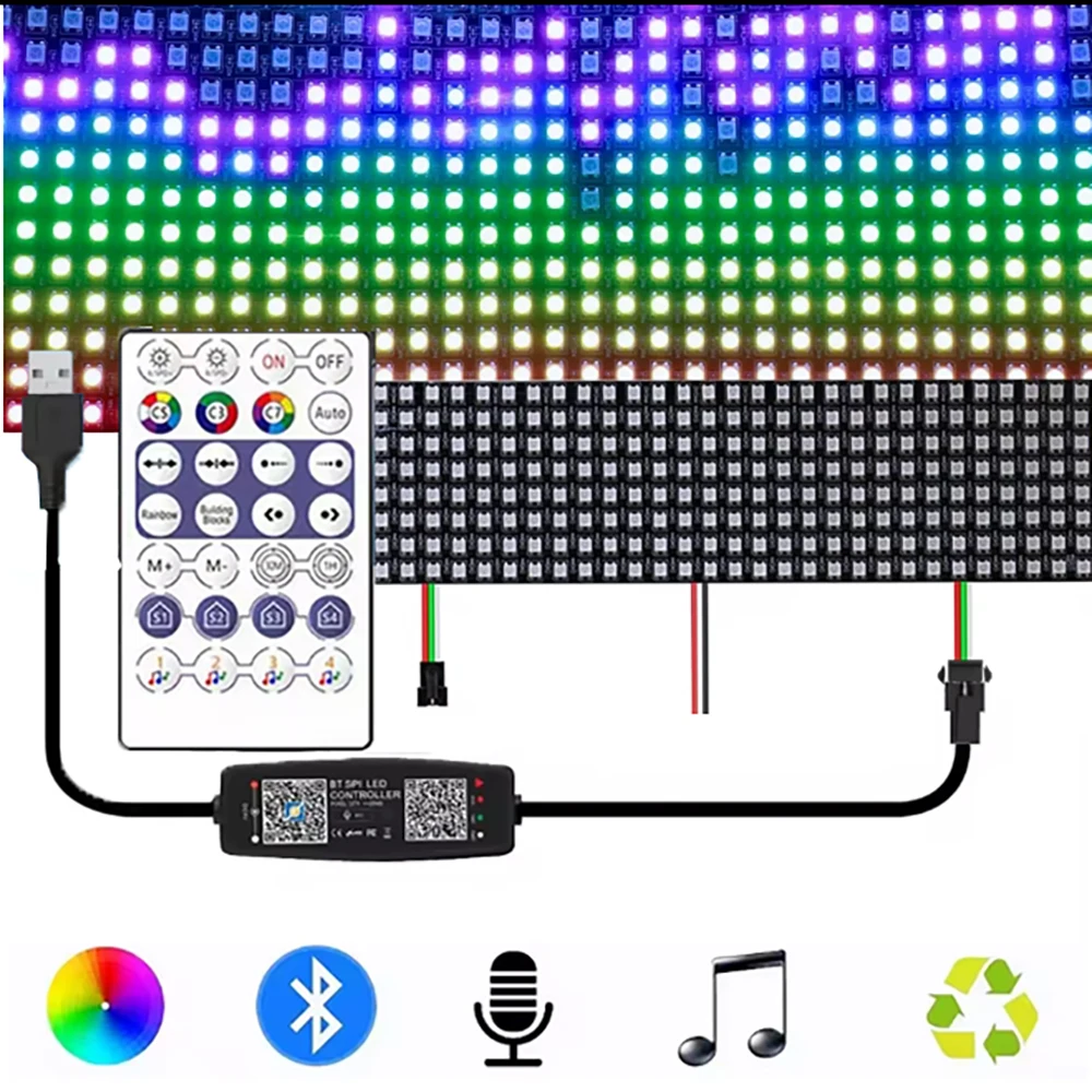 

USB 28Keys BT Music Controller 8X8 16X16 8X32 WS2812B LED Individually Addressable LED Panel Light WS2812 Module Matrix Screen