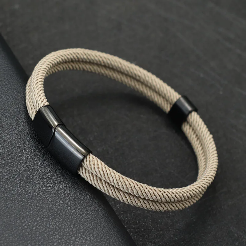 Trendy Lucky Red Thread Bracelet For Men 4mm Nylon Cord Chain Detachable Stainless Steel Braslet Accessories For Hombre Pulseira