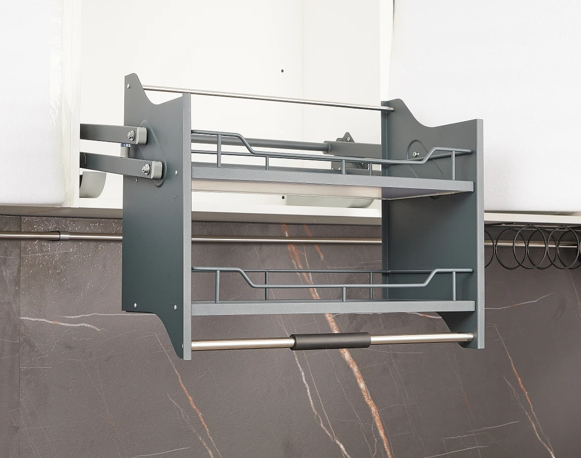 

Kitchen Accessory Storage Cabinets with Lift Basket Pull-Down Shelves Elevator Drawer Baskets