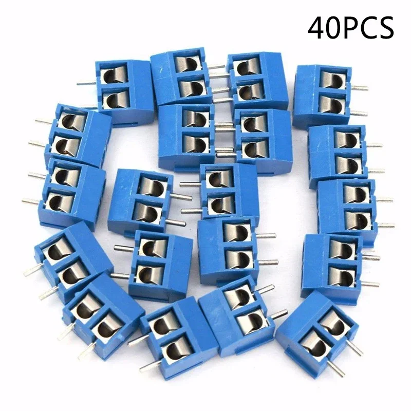 ALLGOOD 40pcs Terminal Blocks Blue 2-Pin Screw Terminal Block Connector 5.08mm Pitch Panel PCB Mount For Electric Industry